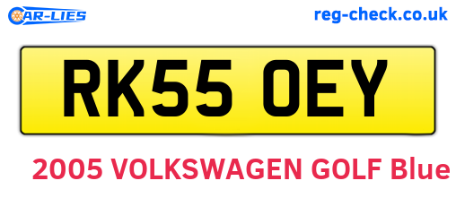 RK55OEY are the vehicle registration plates.