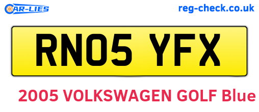 RN05YFX are the vehicle registration plates.