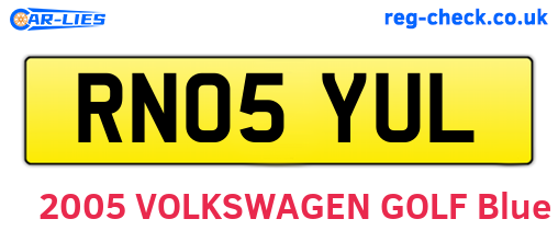 RN05YUL are the vehicle registration plates.