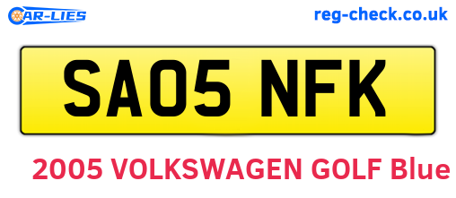 SA05NFK are the vehicle registration plates.