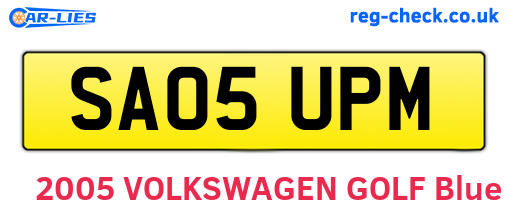 SA05UPM are the vehicle registration plates.
