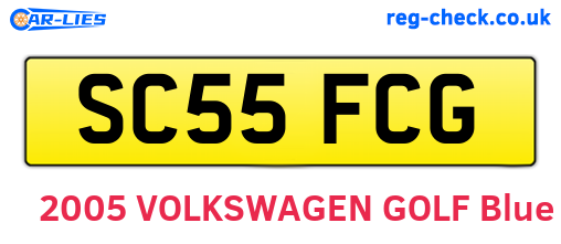 SC55FCG are the vehicle registration plates.