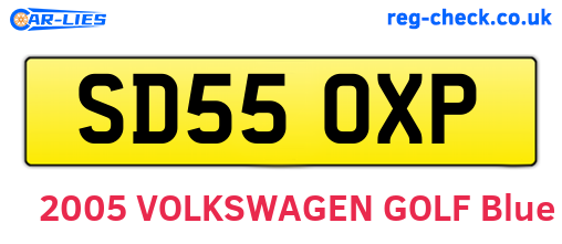 SD55OXP are the vehicle registration plates.