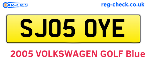 SJ05OYE are the vehicle registration plates.