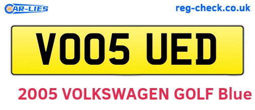 VO05UED are the vehicle registration plates.