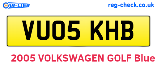 VU05KHB are the vehicle registration plates.