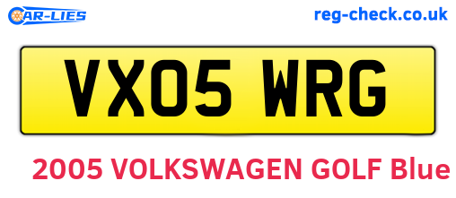 VX05WRG are the vehicle registration plates.