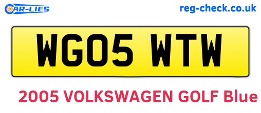 WG05WTW are the vehicle registration plates.