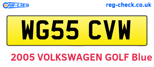 WG55CVW are the vehicle registration plates.