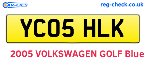 YC05HLK are the vehicle registration plates.