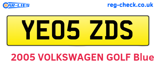 YE05ZDS are the vehicle registration plates.