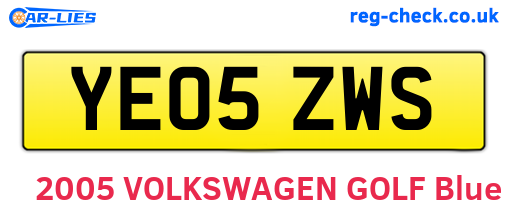 YE05ZWS are the vehicle registration plates.