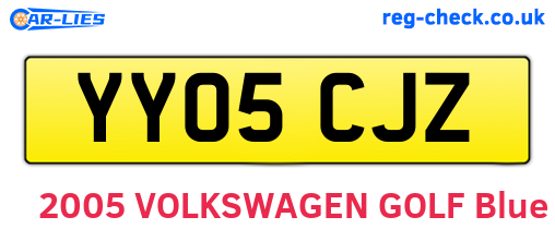 YY05CJZ are the vehicle registration plates.