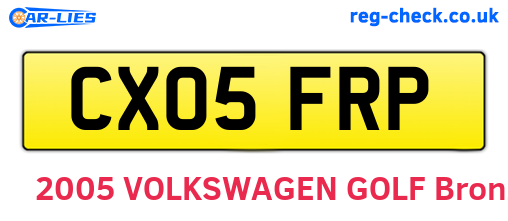 CX05FRP are the vehicle registration plates.