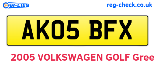 AK05BFX are the vehicle registration plates.