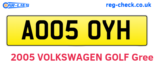AO05OYH are the vehicle registration plates.