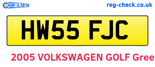 HW55FJC are the vehicle registration plates.