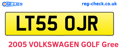 LT55OJR are the vehicle registration plates.