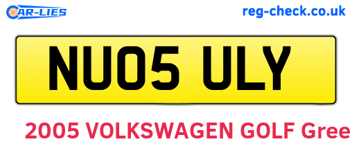 NU05ULY are the vehicle registration plates.