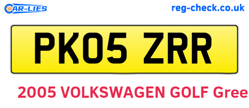 PK05ZRR are the vehicle registration plates.