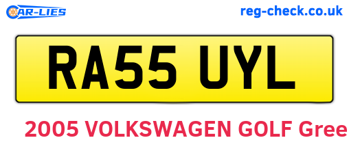 RA55UYL are the vehicle registration plates.