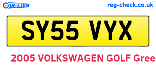 SY55VYX are the vehicle registration plates.