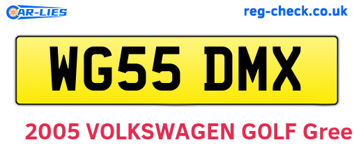 WG55DMX are the vehicle registration plates.