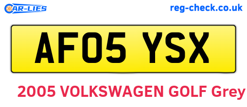 AF05YSX are the vehicle registration plates.