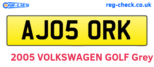 AJ05ORK are the vehicle registration plates.
