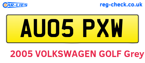 AU05PXW are the vehicle registration plates.