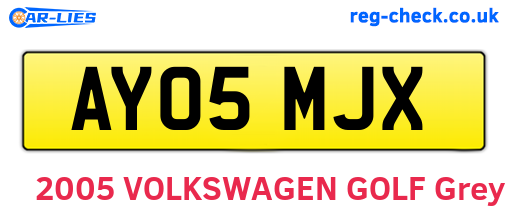 AY05MJX are the vehicle registration plates.
