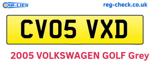 CV05VXD are the vehicle registration plates.