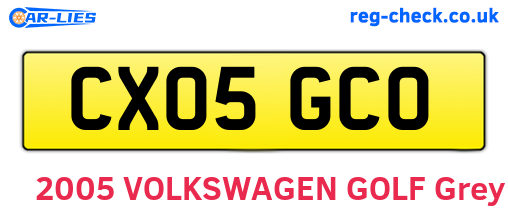 CX05GCO are the vehicle registration plates.