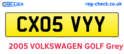 CX05VYY are the vehicle registration plates.