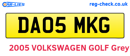 DA05MKG are the vehicle registration plates.