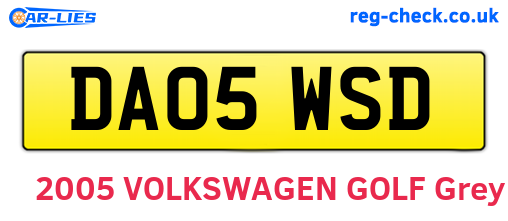 DA05WSD are the vehicle registration plates.