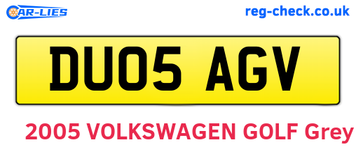 DU05AGV are the vehicle registration plates.
