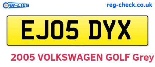 EJ05DYX are the vehicle registration plates.