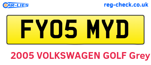 FY05MYD are the vehicle registration plates.