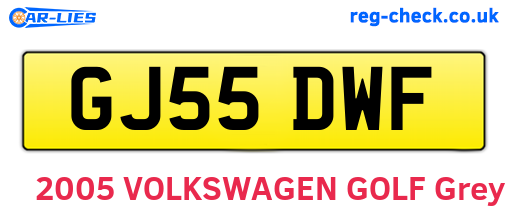 GJ55DWF are the vehicle registration plates.