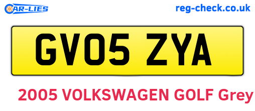 GV05ZYA are the vehicle registration plates.