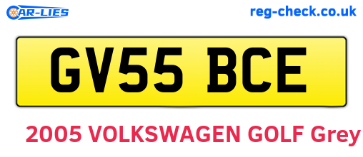 GV55BCE are the vehicle registration plates.