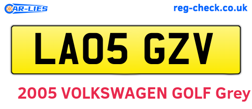 LA05GZV are the vehicle registration plates.