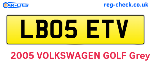 LB05ETV are the vehicle registration plates.