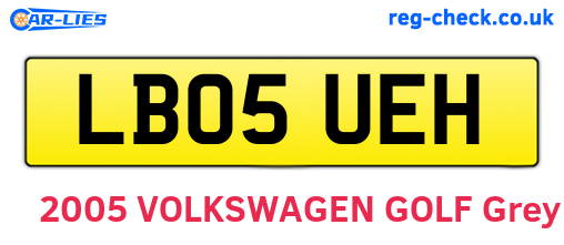 LB05UEH are the vehicle registration plates.