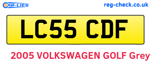 LC55CDF are the vehicle registration plates.