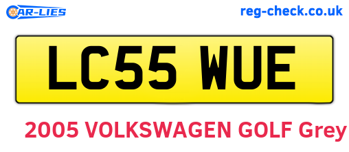 LC55WUE are the vehicle registration plates.