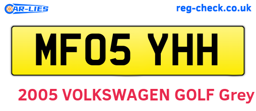 MF05YHH are the vehicle registration plates.