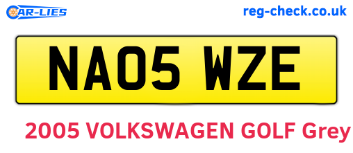 NA05WZE are the vehicle registration plates.