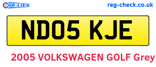 ND05KJE are the vehicle registration plates.